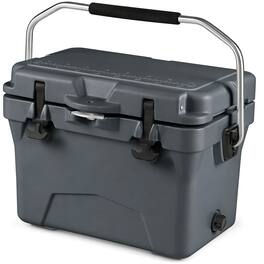 Costway - 20 Quart Portable Hard Cooler Insulated Ice Chest Keeps Cool for up to 6 Days - Gray