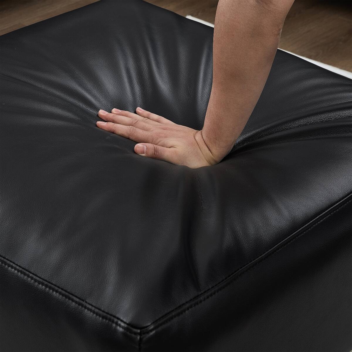 Alt View 4. Ropilly - Ropilly 2 piece sofa and loveseat set, black faux leather sofa set with breathable PU upholstery, seats five - Black.