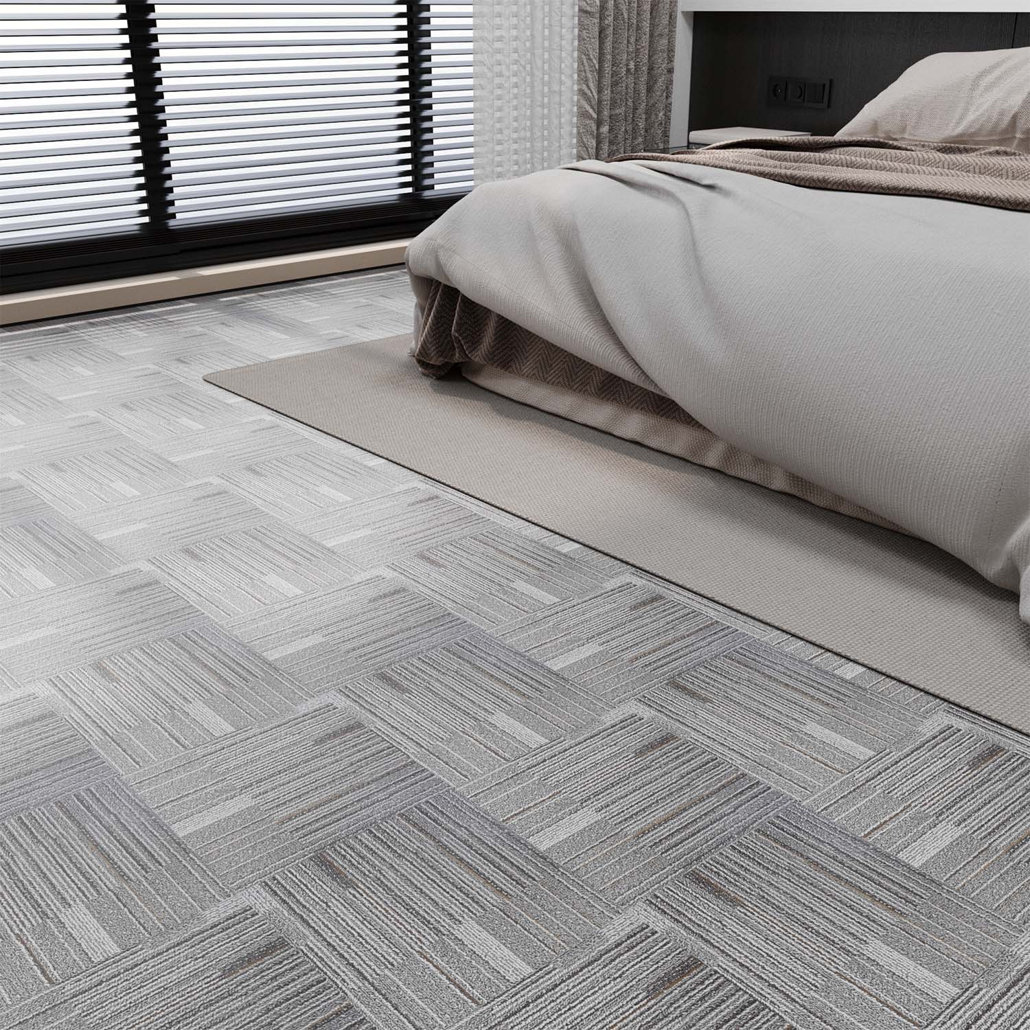 Angle. APRILSOUL - 36PCS 4 MIL 12x12in Gray Peel and Stick Flooring Tile Water Resistant Vinyl Tile Flooring - GRAY.