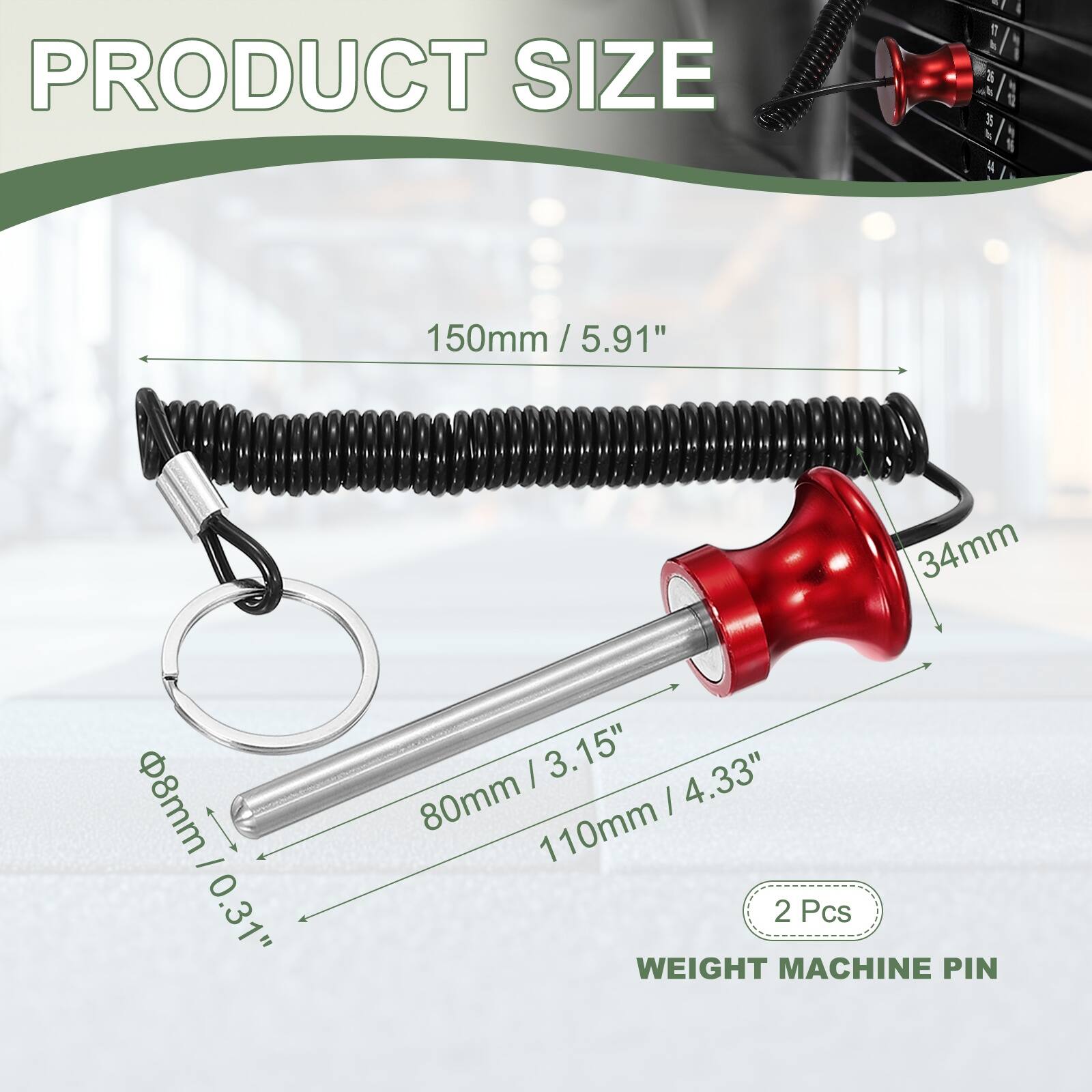 PRODUCT SIZE  
5/1 AL 35  
150mm/5.91"  
8mm/0.31"  
34mm/3.15"  
80mm/110mm  
2 Pcs  
WEIGHT MACHINE PIN