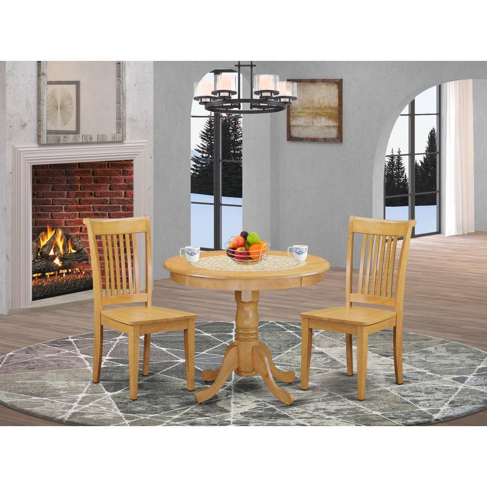 Left. East West Furniture - Dining Room Set Oak - Brown.