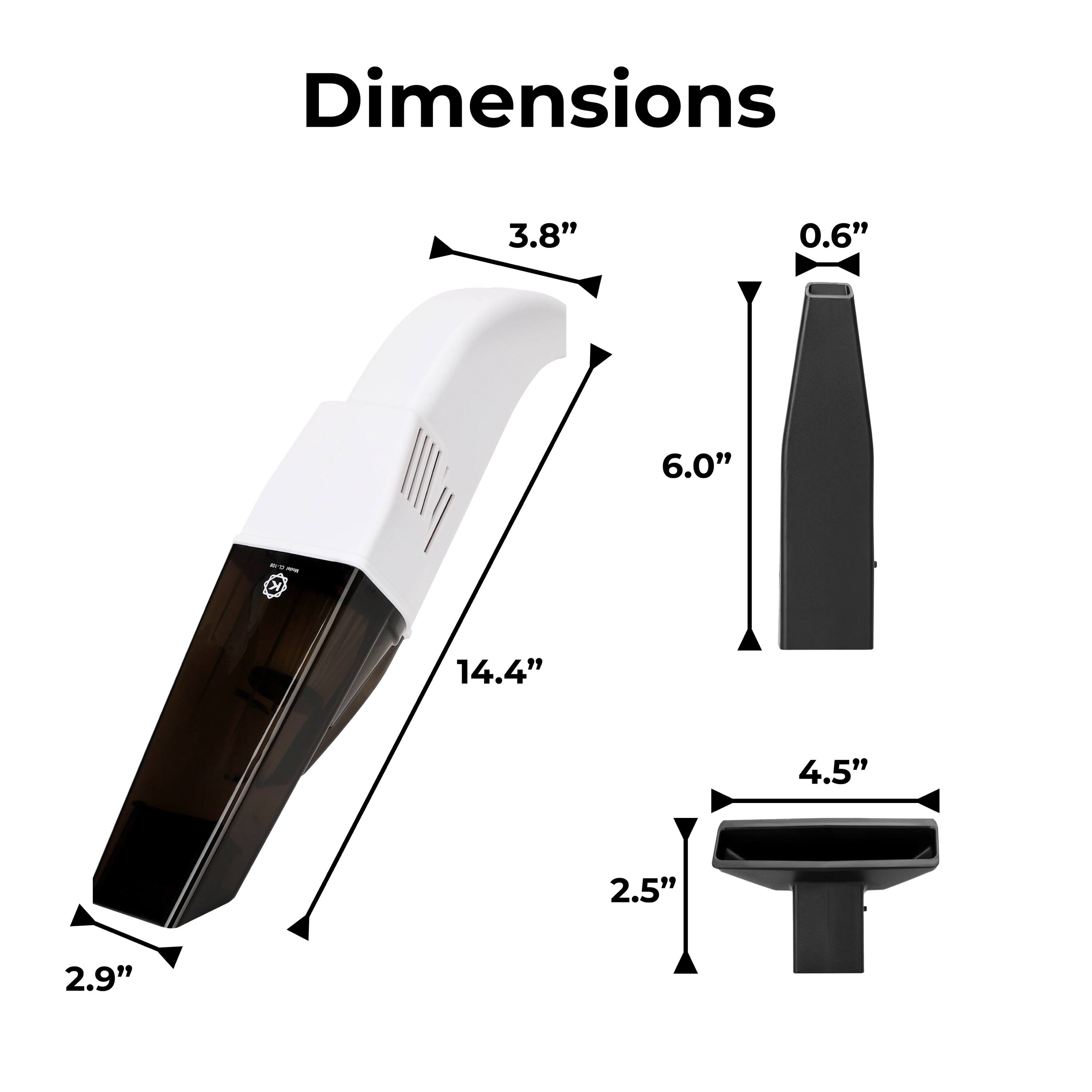 Dimensions: 3.8", 0.6", 6.0", 14.4", 4.5", 2.5", 2.9"