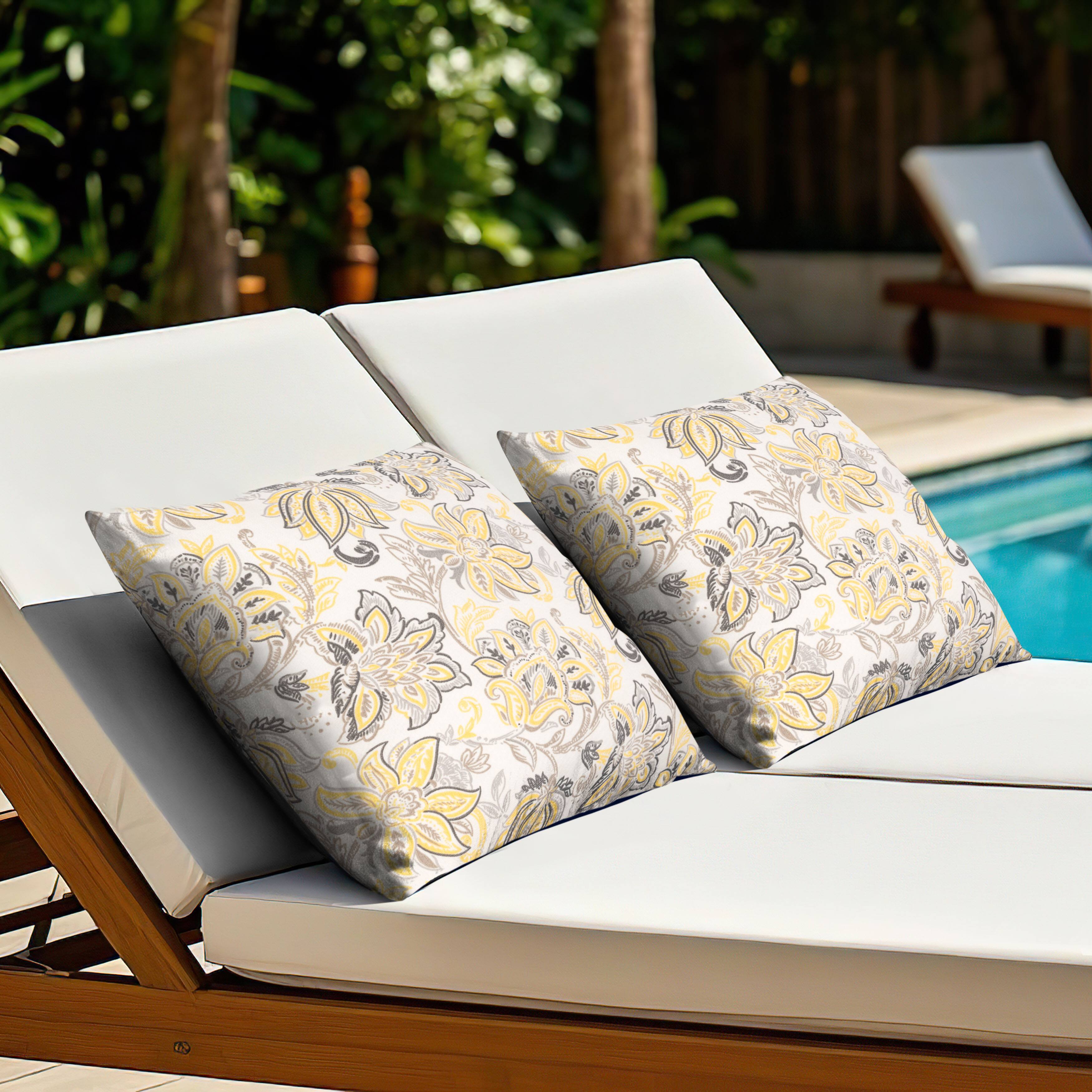Alt View 6. Nuu Garden - Outdoor Patio Water-Resistant Throw Pillows Set of 2 - Ink Floral Pattern.