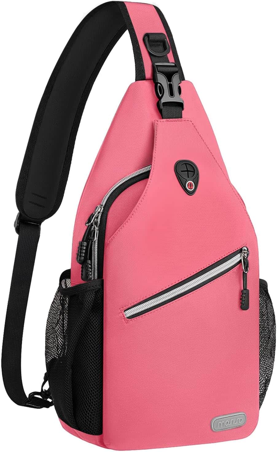 Front. mosiso - Sling Backpack Multipurpose Crossbody Shoulder Bag Travel Hiking Daypack - Live Coral.