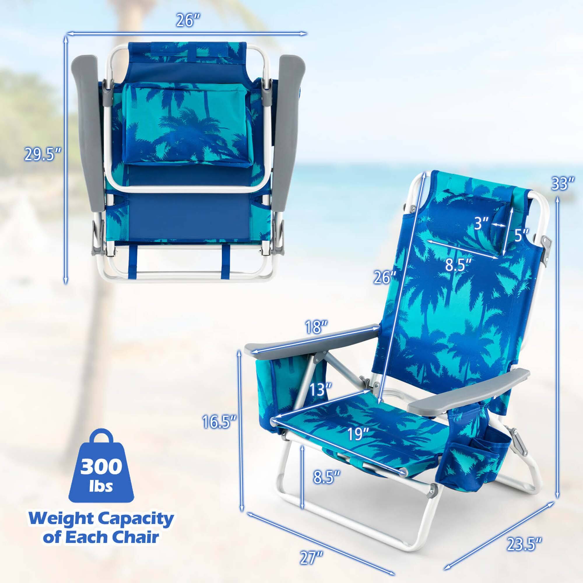 The text on the image is grouped and corrected as follows:

Weight Capacity of Each Chair: 300 lbs

Measurements:
26" 29.5" 33" 3" 5" 26" 8.5" 18" 13" NLO 16.5" 19" 27" 23.5"