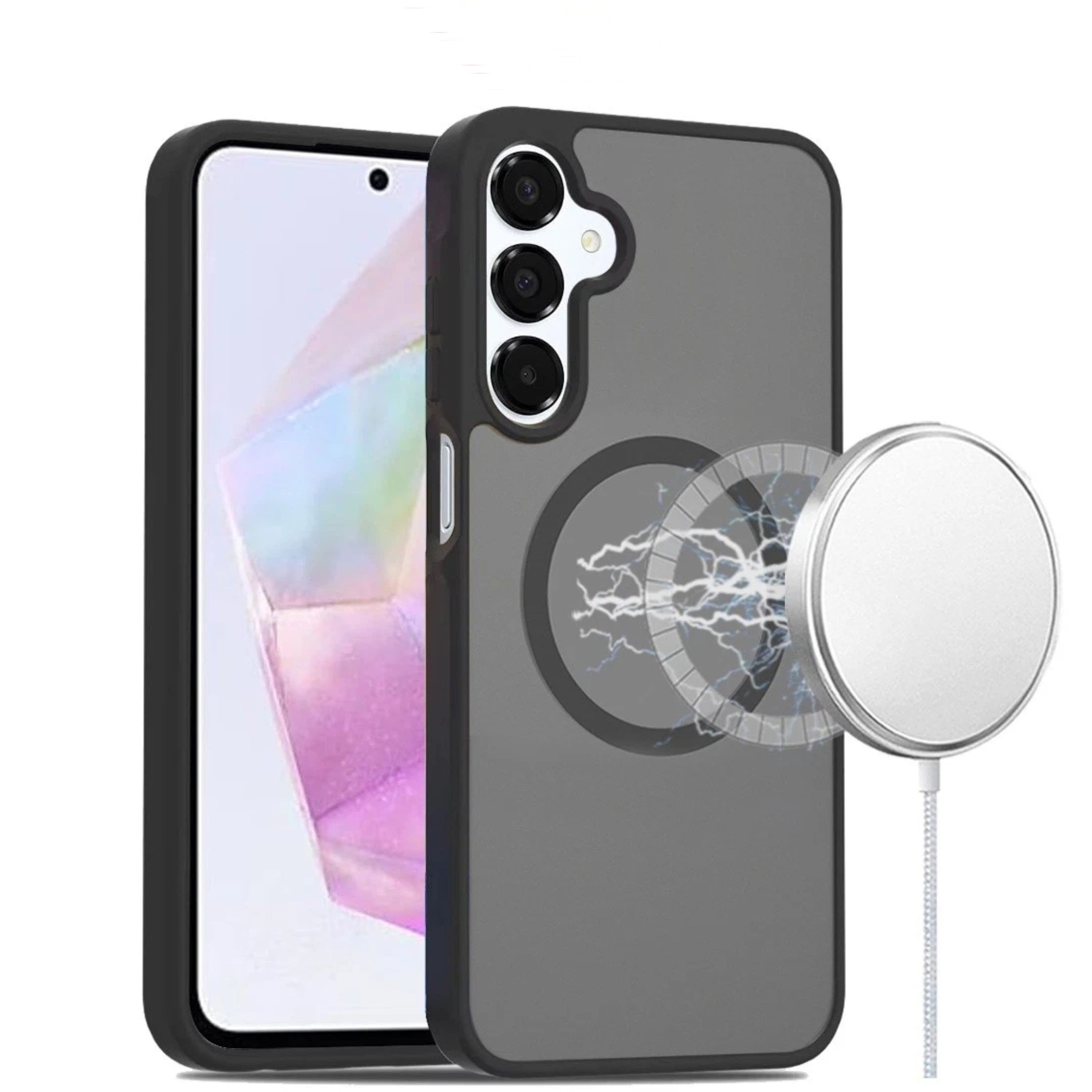 Kitcheniva - Magnetic Circle Soft Touch Translucent Phone Case With Tempered Glass For Samsung A36 A56 - Black price history on PriceWatchPro
