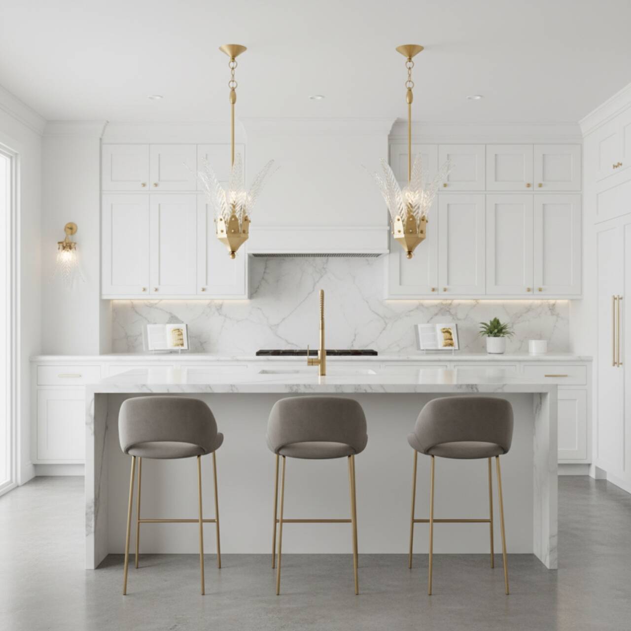 Back. Parrot Uncle - 17-inch Modern Leaf Glass Gold Chandelier for Dining Room - Gold.