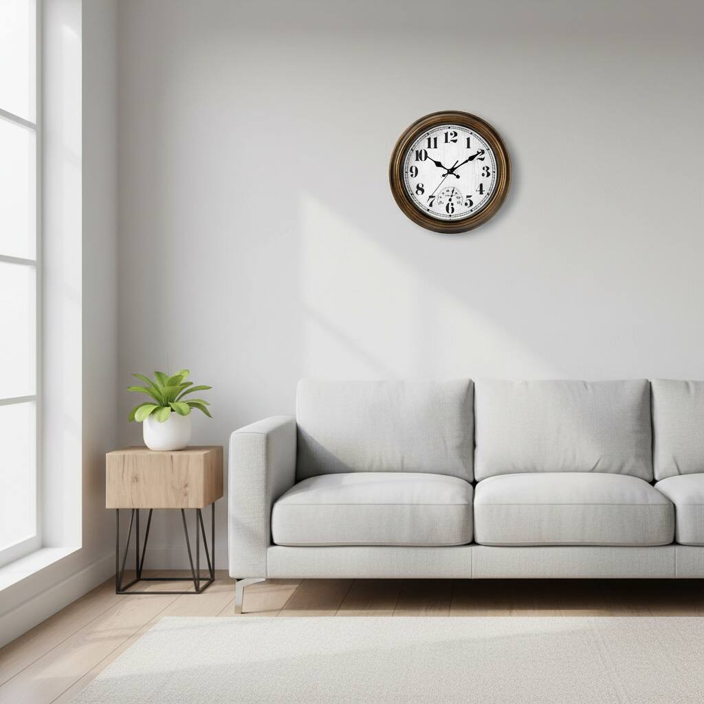 Alt View 2. Dazzed Corner - 12 Inch Wall Clock with Thermometer, Silent Non-Ticking Battery Operated Wall Clock - Bronze.