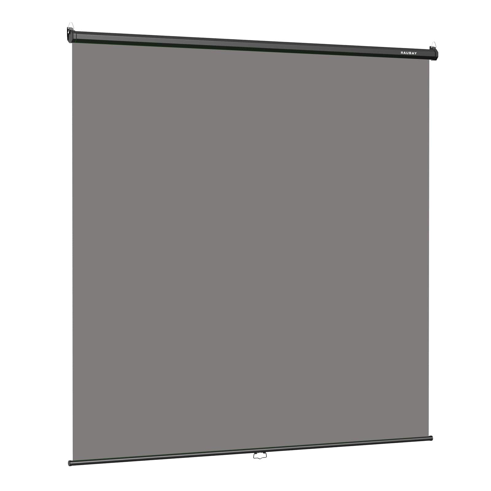 RAUBAY - 6.7′ x 7.2′ Pull Down Screen Backdrop Retractable Collapsible Wall-Mount Background - Grey
