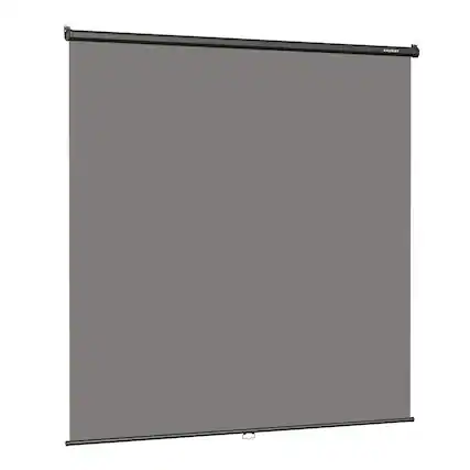 Front. RAUBAY - 6.7′ x 7.2′ Pull Down Grey Screen Backdrop Retractable Collapsible Wall-Mount Background - Grey.