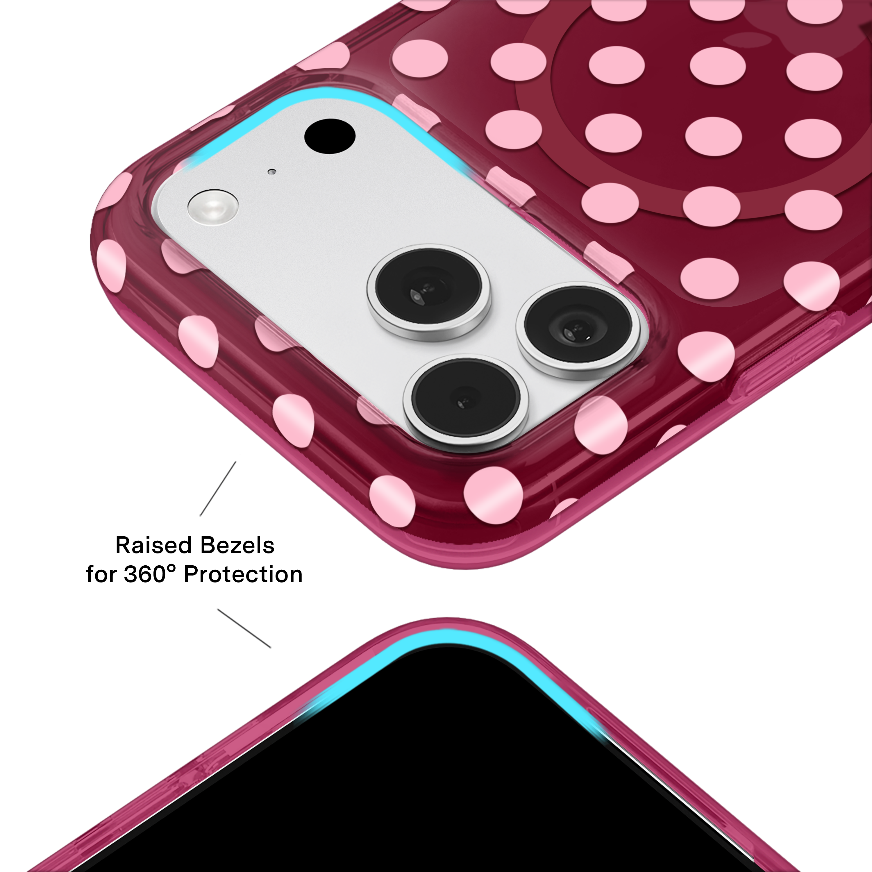 Alt View 2. VELVET CAVIAR - Magsafe Case for Apple iPhone 18 Pro / iPhone 17 Pro - Raspberry Polka Dot.