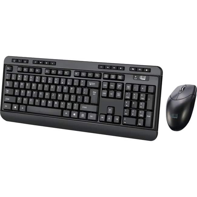 Adesso - WKB-1320CB Antimicrobial Wireless Desktop Keyboard and Mouse - USB Membrane Wireless RF 2.40 GHz Keyboard - 104 K - Unknown