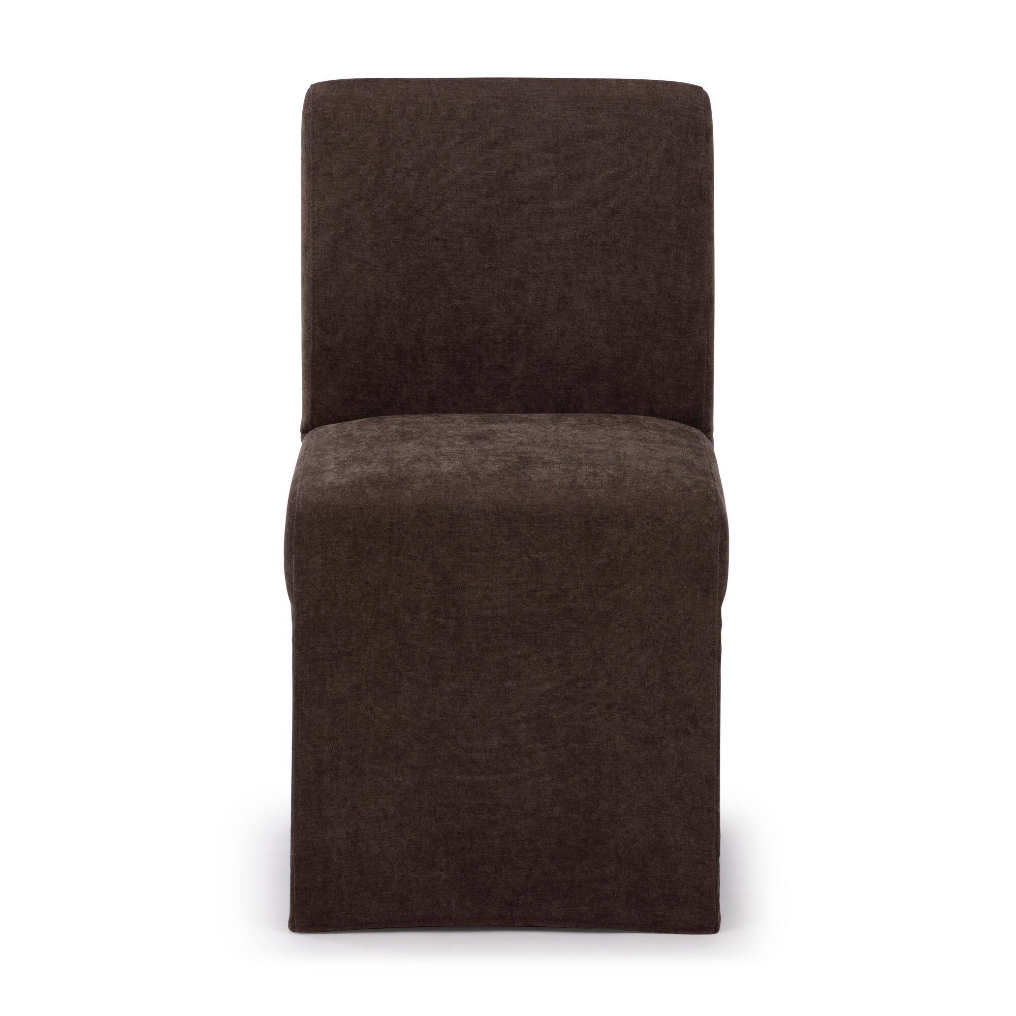 Alt View 7. Plank+Beam - Chesnee Dining Chair with Long Slipcover, Chocolate MB2405-09 (2 Pack) - Chocolate.
