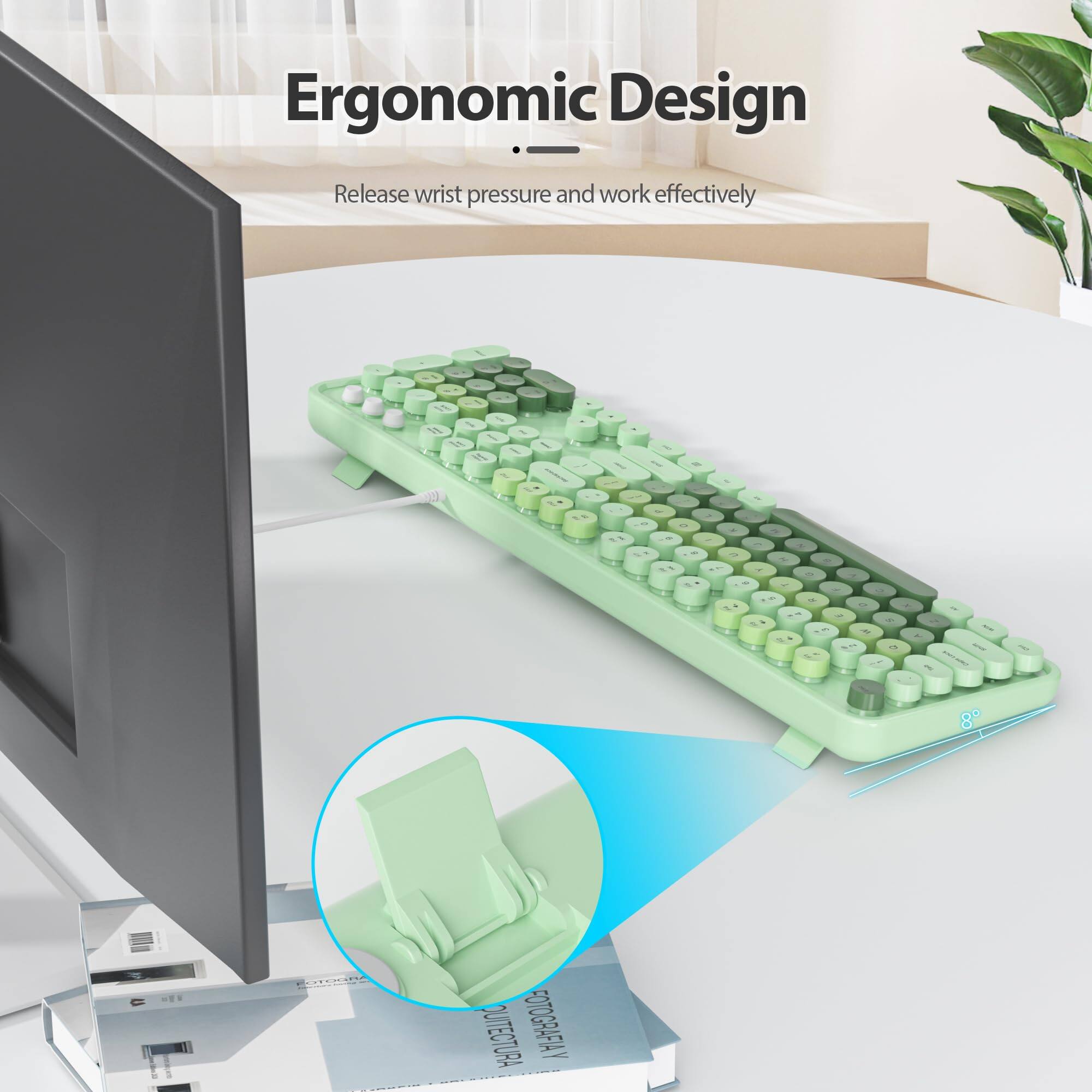 Ergonomic Design  
Release wrist pressure and work effectively
