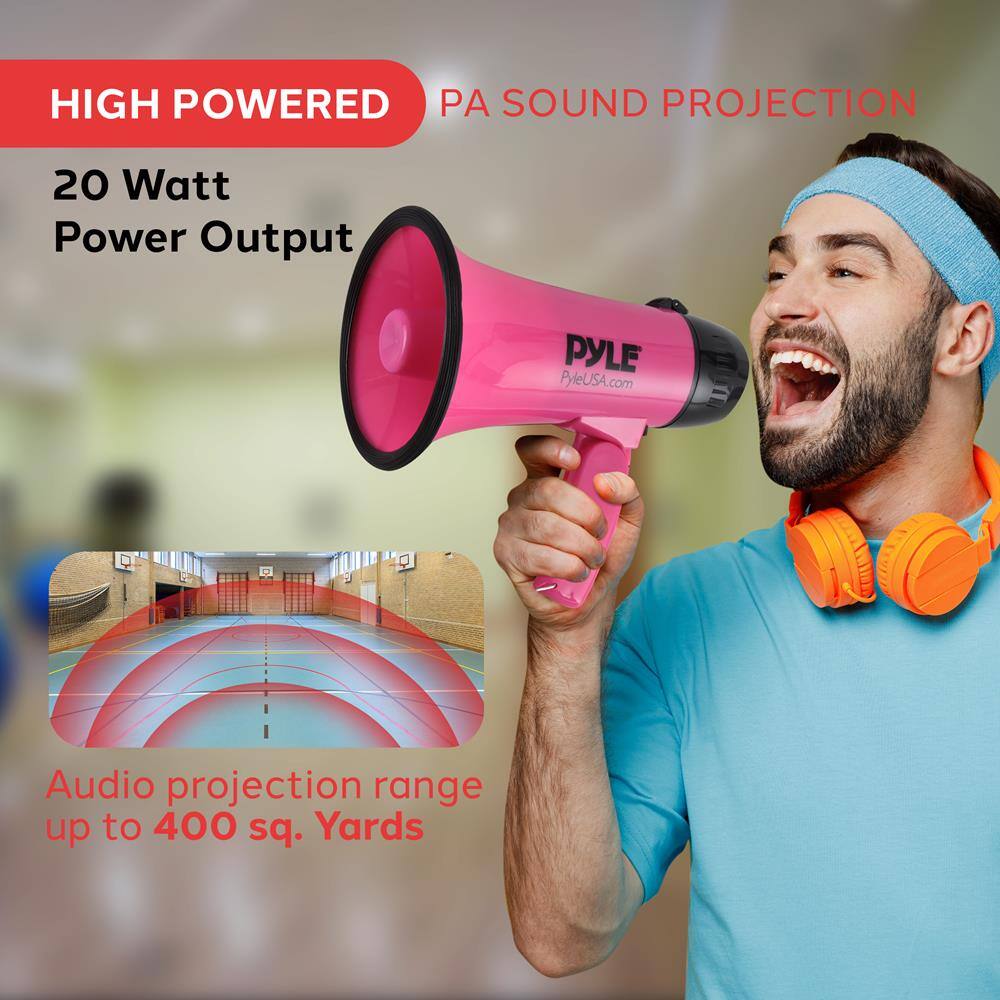 HIGH POWERED PA SOUND PROJECTION

20 Watt Power Output

Audio projection range up to 400 sq. Yards