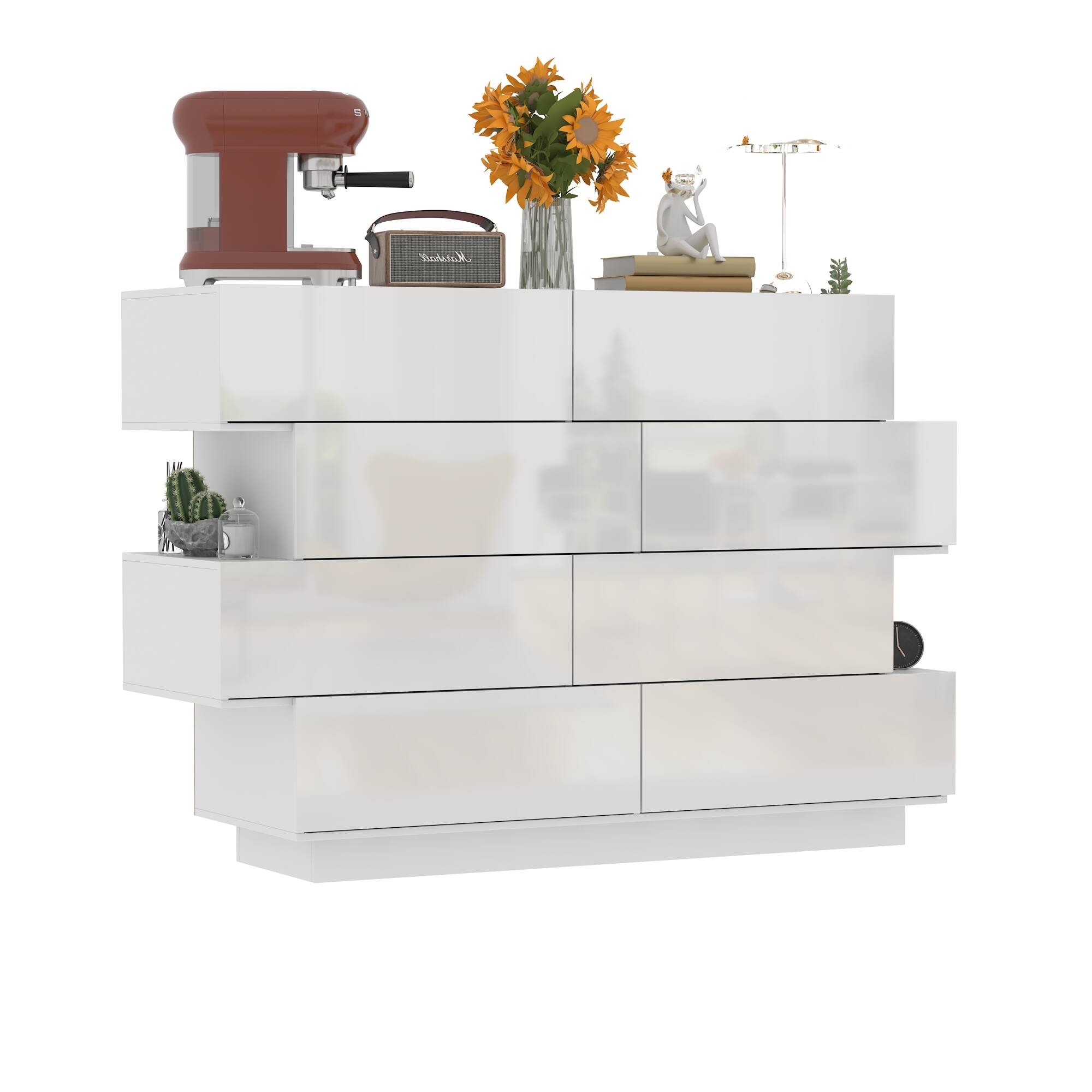 Angle. FUFU & GAGA - FUFU&GAGA Staggered Storage Chest: Modern Minimalist Organizer - White.