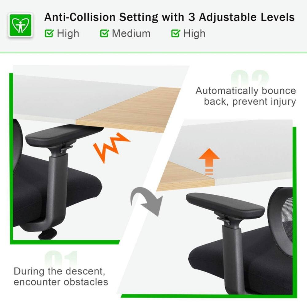 Anti-Collision Setting with 3 Adjustable Levels

- High
- Medium
- High

Automatically bounce back, prevent injury

During the descent, encounter obstacles