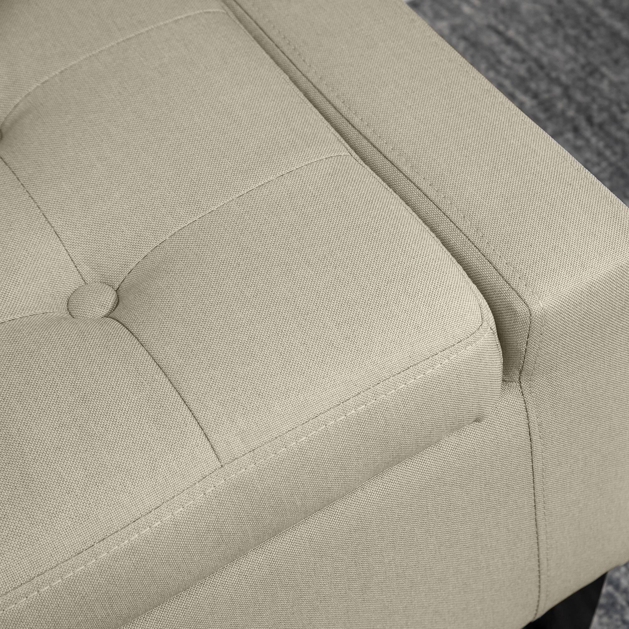 Alt View 5. Homcom - Storage Ottoman, Linen Upholstered Storage Bench with Lift Top and Button Tufted for Living Room - Beige.