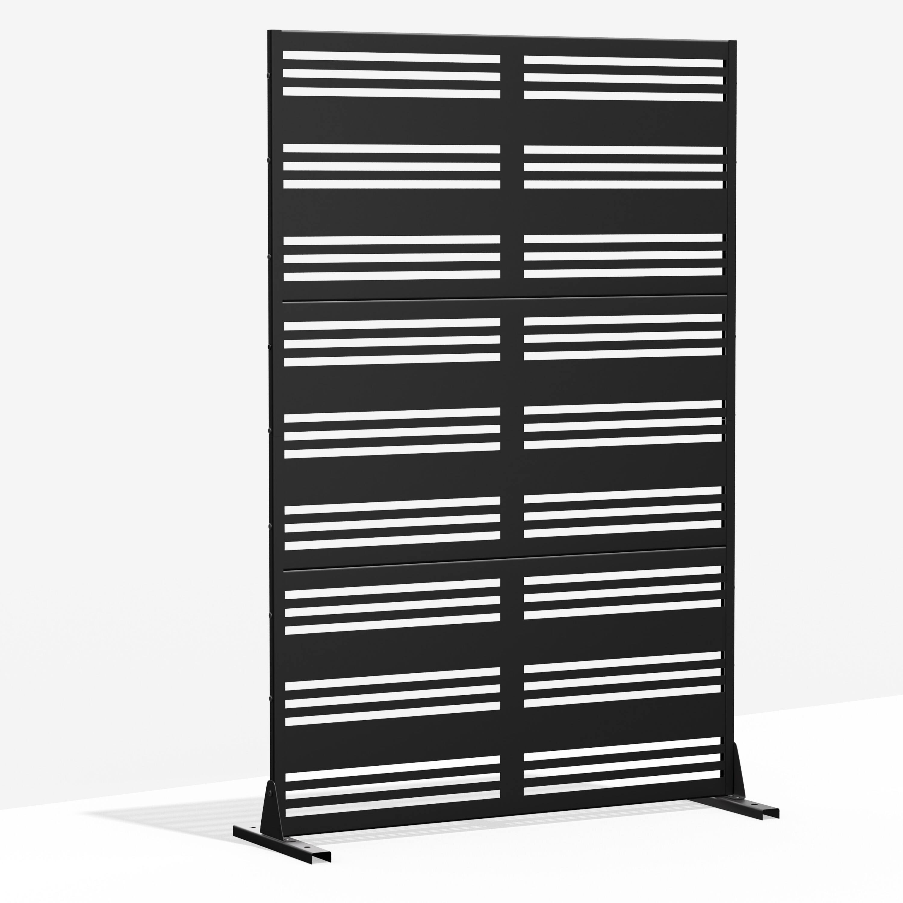 Angle. PexFix - 72 in. x 47 in. Harold Pattern Metal Outdoor Privacy Screen & Panels, Freestanding Garden Divider Fence - Black.