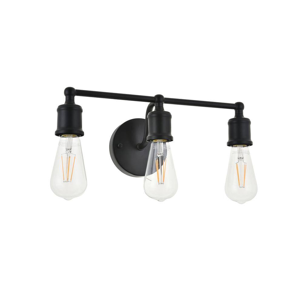 Alt View 6. Living District - Serif 3 light black Wall Sconce - Black.