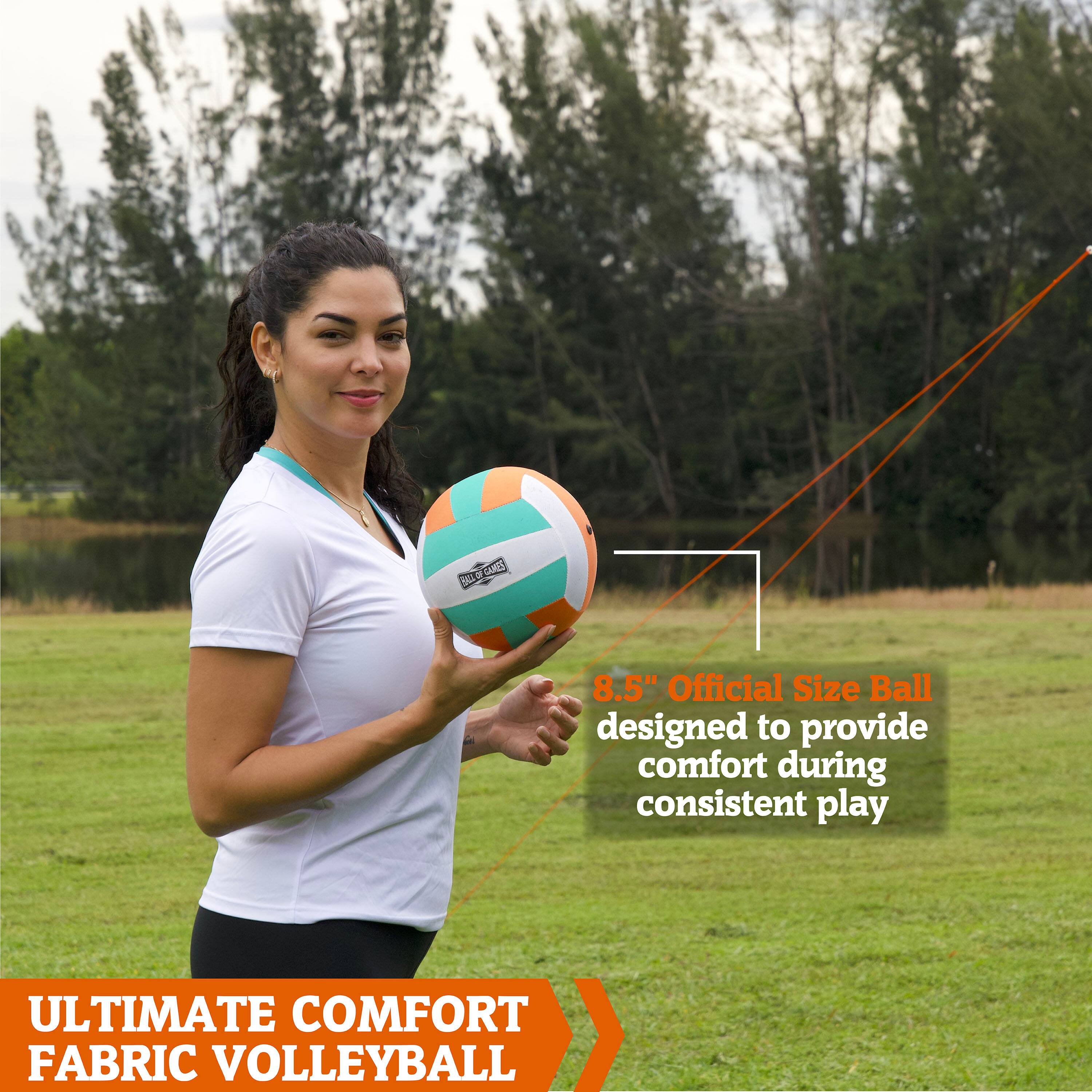 Ultimate Comfort Fabric Volleyball: 8.5" Official Size Ball designed to provide comfort during consistent play.