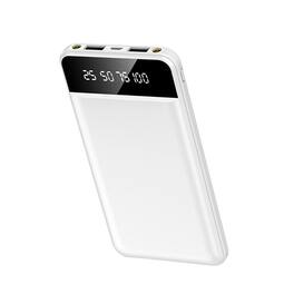 Stock Preferred - Portable 10000mAh Power Bank with LED Flashlight - White