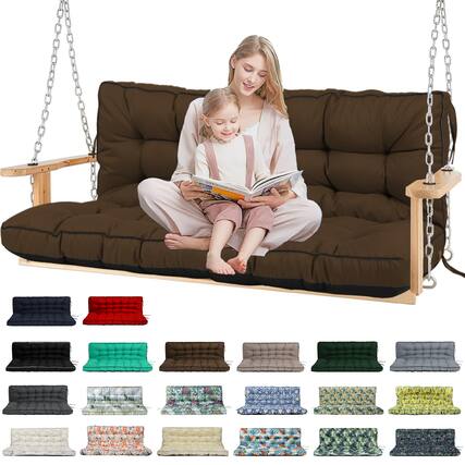 Front. Chateau Abodes - Outdoor Bench Cushion for 2-3 Seater Swing, Patio Sofa & Furniture - Waterproof Replacement Seat with Backrest - Brown-40x55in.
