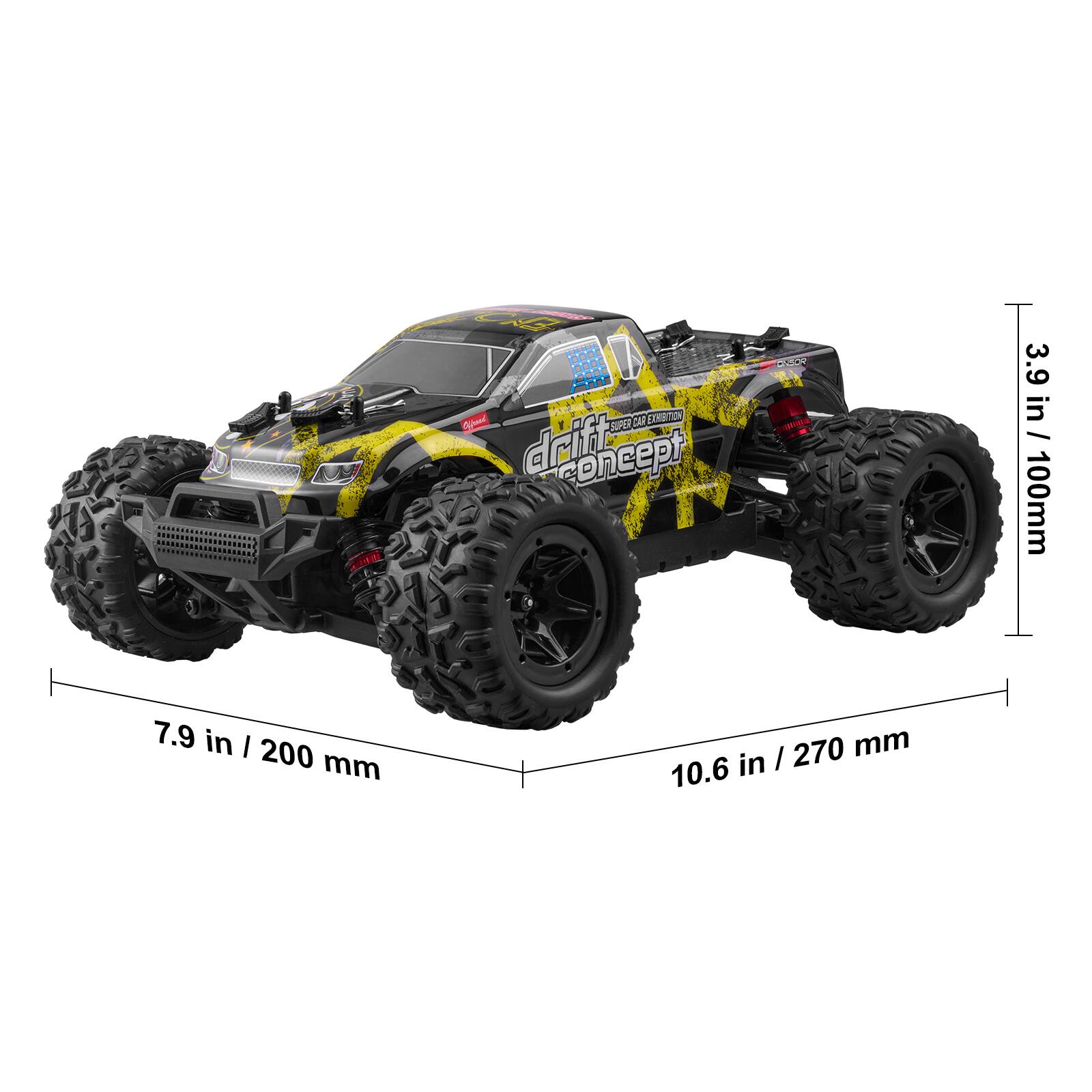 Sure, here is the corrected and grouped text:

- **Drift Concept**
- **Super Car Exhibition**
- **3.9 in / 100 mm**
- **7.9 in / 200 mm**
- **10.6 in / 270 mm**
