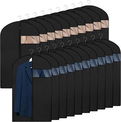 Front. blue - 20 Pack Garment Bags for Hanging Clothes,Suit Bags For Closet Storage and Travel with Clear Window 40-inch - As shown in the figure.