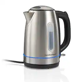 Hamilton Beach - 1.7 L Electric Kettle with LED Light Ring - Stainless Steel