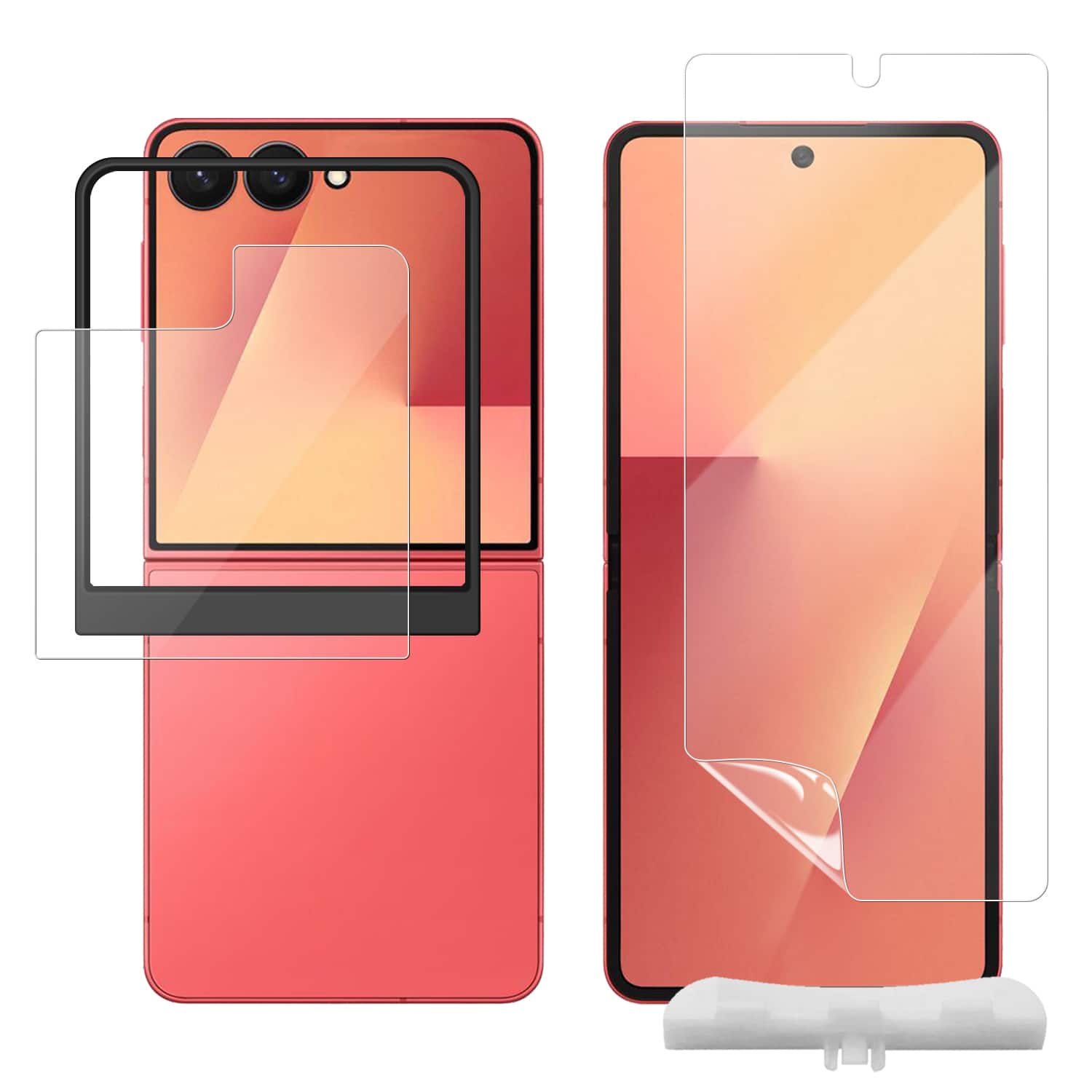 Front. SaharaCase - Full Body Screen Protector with Alignment Tool for Samsung Galaxy Z Flip7 - Clear - Clear.