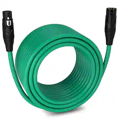 Front. Lyxpro - 100 ft Balanced XLR Cable, Male to Female, 3 Pin Microphone Cable - Green.
