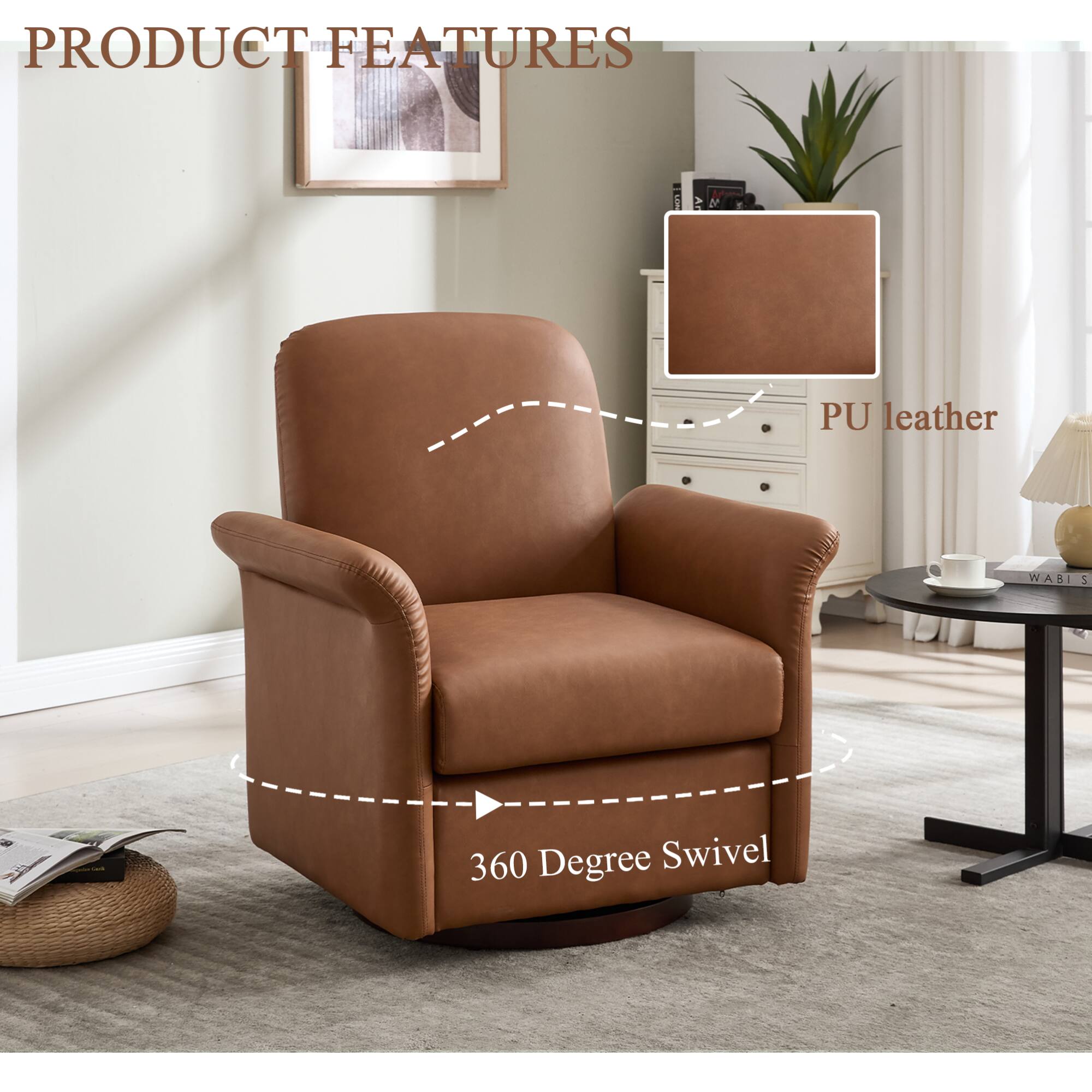 PRODUCT FEATURES

- PU leather
- 360 Degree Swivel