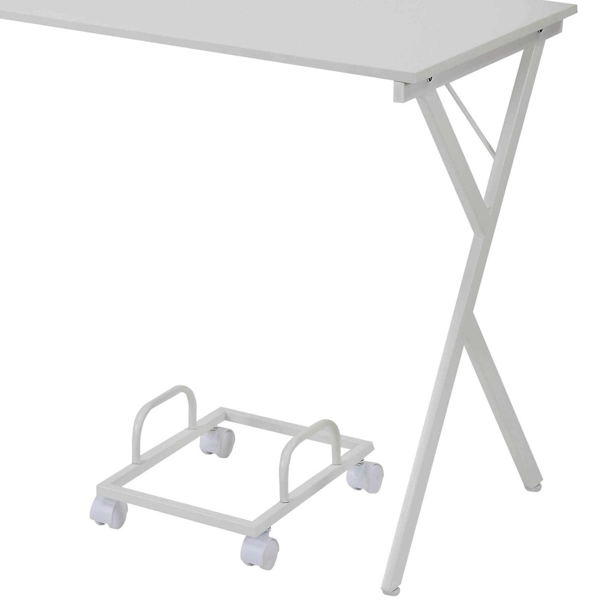 Alt View 1. GOODSILO - L-Shaped Computer Desk with Metal Frame and Mobile CPU Holder for Compact Workspaces - White.