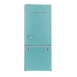 Unique Appliances - 30 in. Wide Classic Retro 30 in 17.7 cu. ft. Frost Free Retro Bottom Freezer Refrigerator - Ocean Mist Turquoise