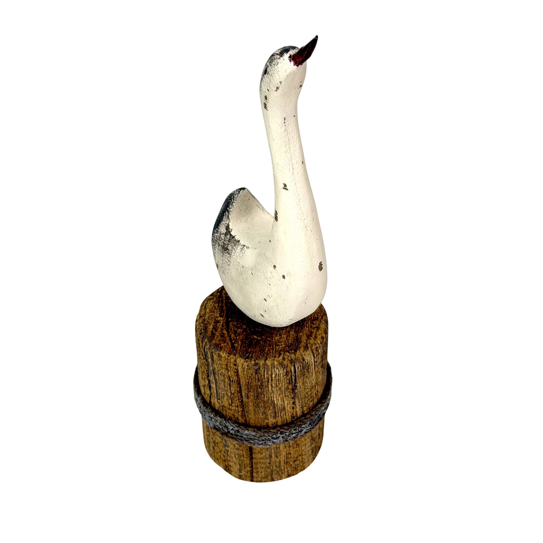 Alt View 1. Things2Die4 - Decorative Wood Swan Figurine Distressed White Coastal Dock Piling 10.75 Inch - White.