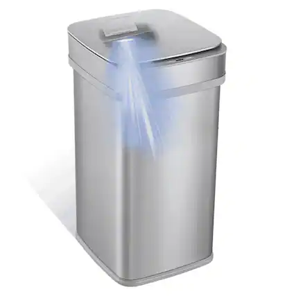 Front. Nine Stars - Nova² UV Odor Neutralizing Smart Kitchen Trash Can 13 Gallon Squared.