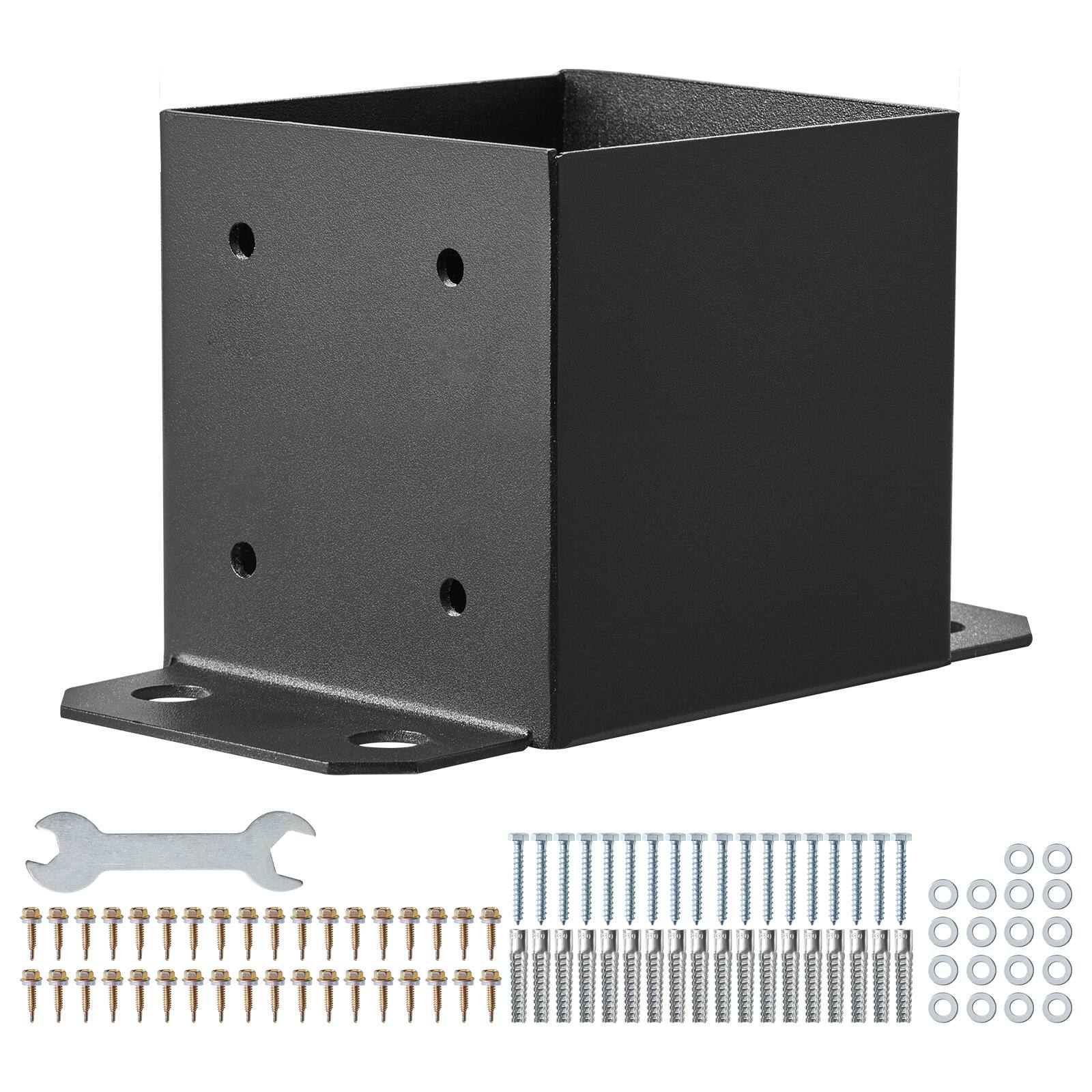 Alt View 5. VEVOR - 6x6 Post Base 4 Pcs, Inner Size 5.6"x5.6" Post Base Brackets, Heavy Duty Powder-Coated Post Anchor Wood Post Brackets - Black.