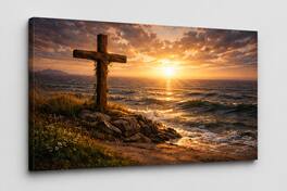 FC Design - Large Canvas 24x36" Frameless Warm Coastal Faith Art Painting Home Wall Décor - MultiColor