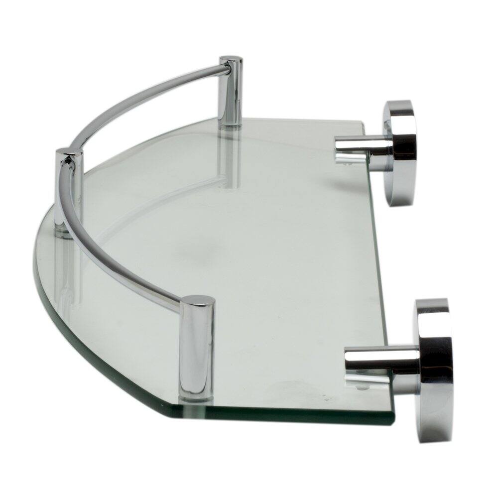Angle. Alfi - Polished Chrome Wall Mounted Glass Shower Shelf Bathroom Accessory - Polished Chrome.
