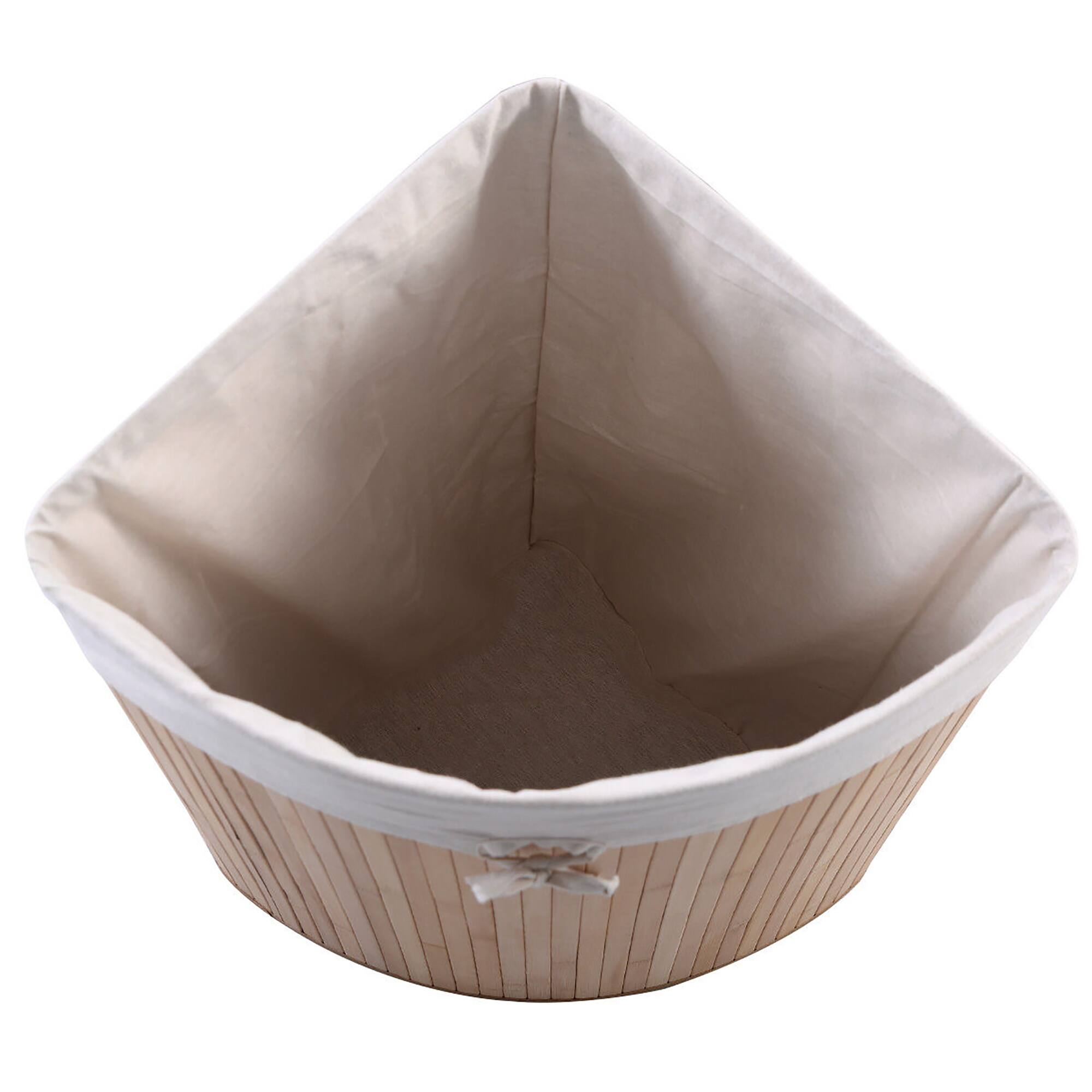 Alt View 19. Costway - Corner Bamboo Hamper Laundry Basket Washing Cloth Bin Storage Bag Lid - Natural.