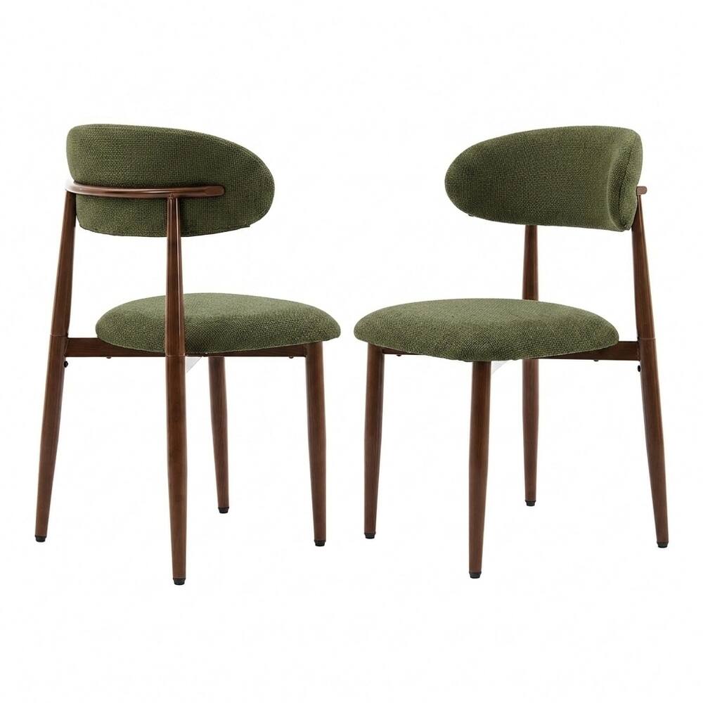 Alt View 6. Loheer - Loheer Green Dining Chairs Set of 2 Modern Metal Kitchen Chairs Upholstered Farmhouse Seating - Green.