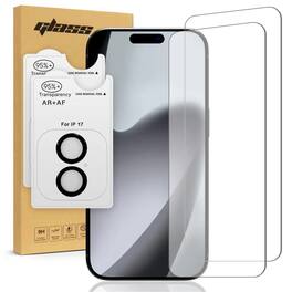 RomeTech - Apple iPhone 17 Tempered Glass Screen Protector, 2 Screen Protectors + 2 Camera Lens Protectors - Transparent