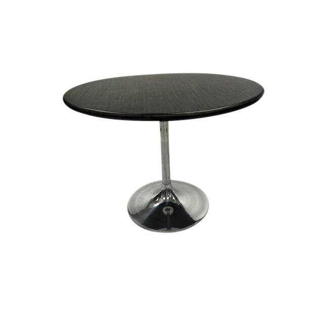 Alt View 1. Carolina Chair & Table - Alden Wood Top 40" Round Dining Table - Warm Black Top - Chrome Base - Black.