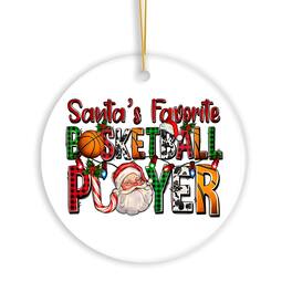 OrnamentallyYou - Santas Favorite Basketball Player Plaid Christmas Ornament Athelete Gift - Multi-colored