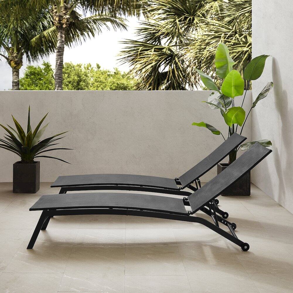 Alt View 10. Crosley Furniture - Weaver 2-Piece Outdoor Chaise Lounge Set - 2 Lounge Chairs - Charcoal.