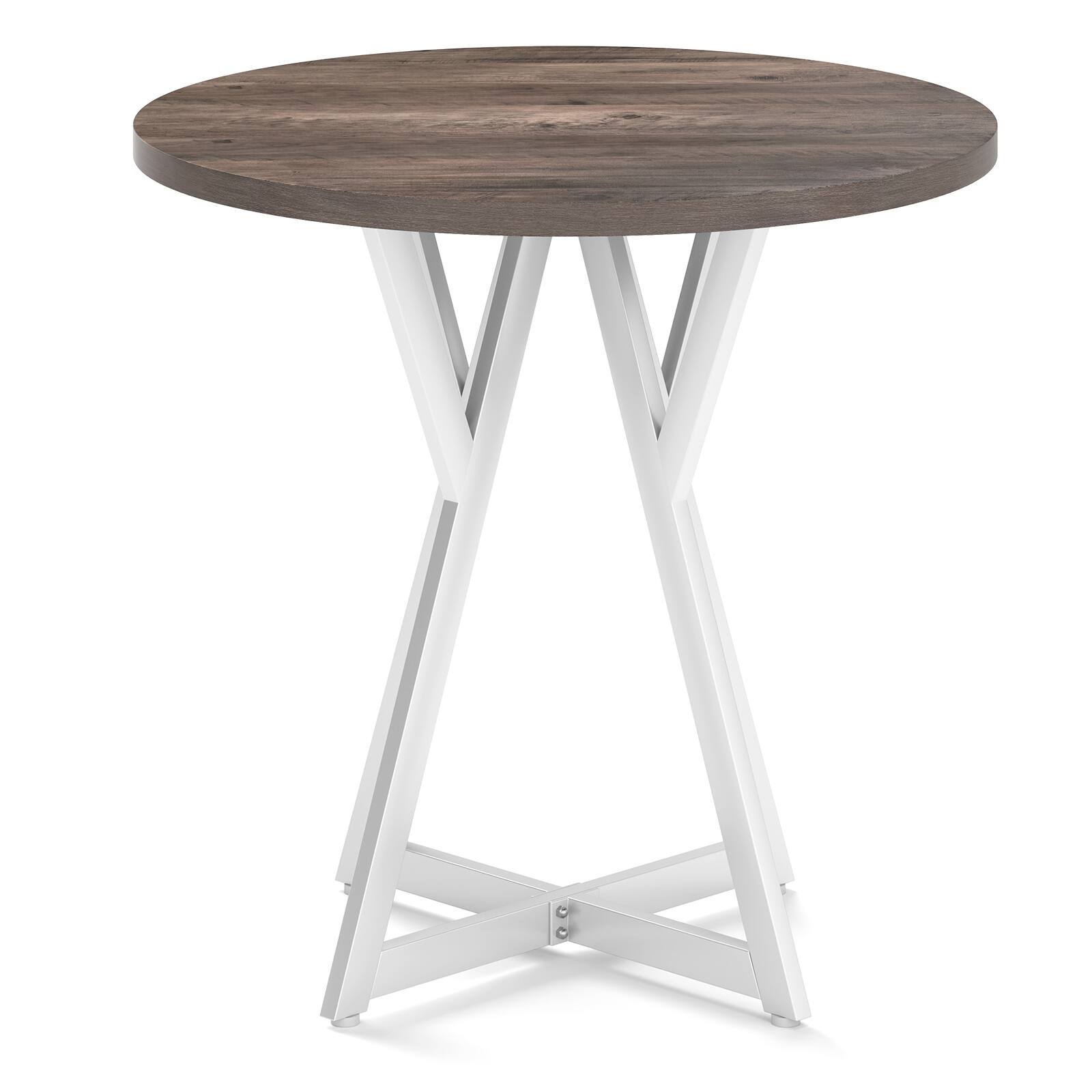 Alt View 9. Gymax - Gymax 31.5 Inch Round Dining Table for 2-4 Thick Wooden Tabletop Metal Pedestal Base - Gray.