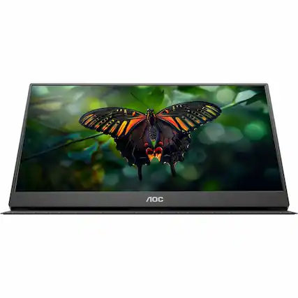 Front. AOC - AOC 16E10 - 15.6 inch Portable Monitor, LED, FHD, 2xUSB-C, Mini-HDMI, 3 Year Manufacturer Warranty - 16" - 15.6" - Black.