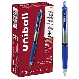 uni-ball - Signo RT Gel Pens, Medium Point, 0.7mm, Dozen - Blue Ink