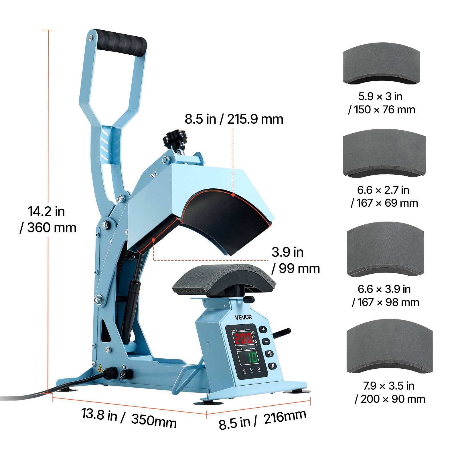 8.5 in / 215.9 mm  
5.9 x 3 in / 150 x 76 mm  
14.2 in / 360 mm  
6.6 x 2.7 in / 167 x 69 mm  
3.9 in / 99 mm  
6.6 x 3.9 in / 167 x 98 mm  
7.9 x 3.5 in / 200 x 90 mm  
13.8 in / 350 mm  
8.5 in / 216 mm